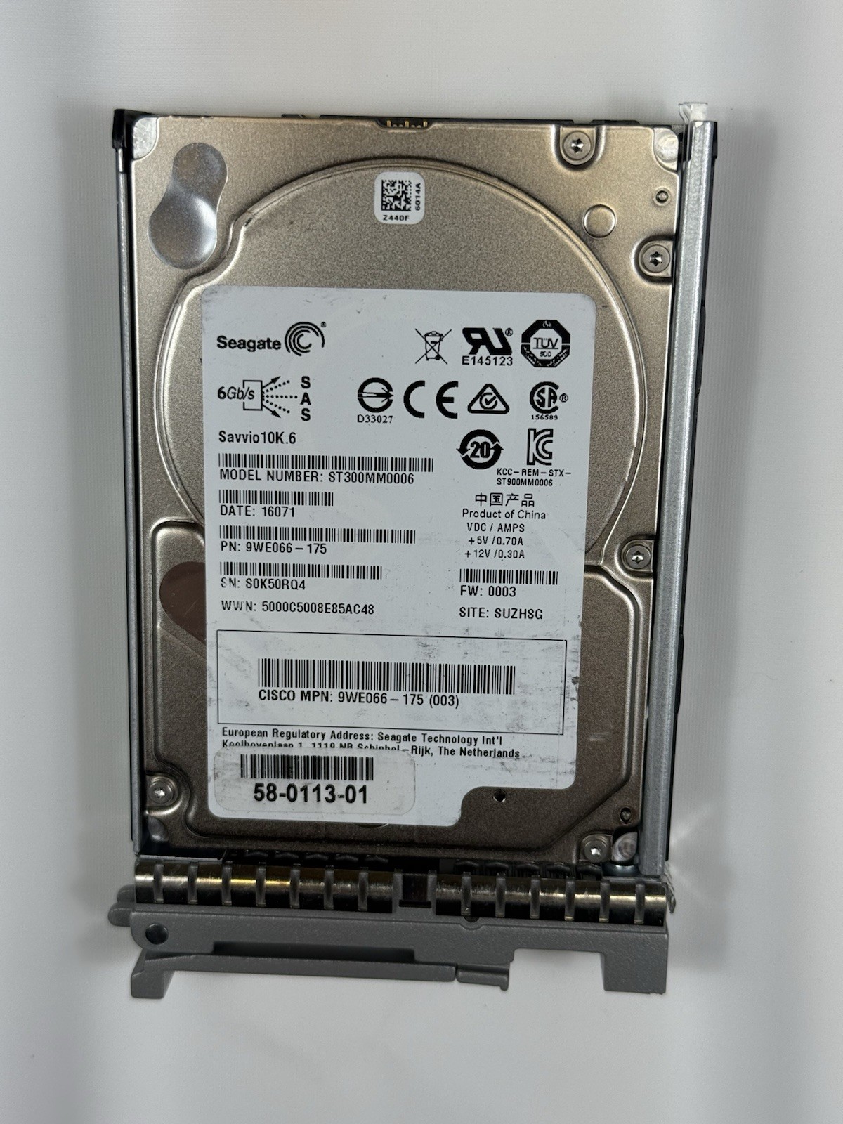 Seagate/ Cisco Constellation Savvio 1TB Internal  2.5" ST91000640NS HDD w/Caddy