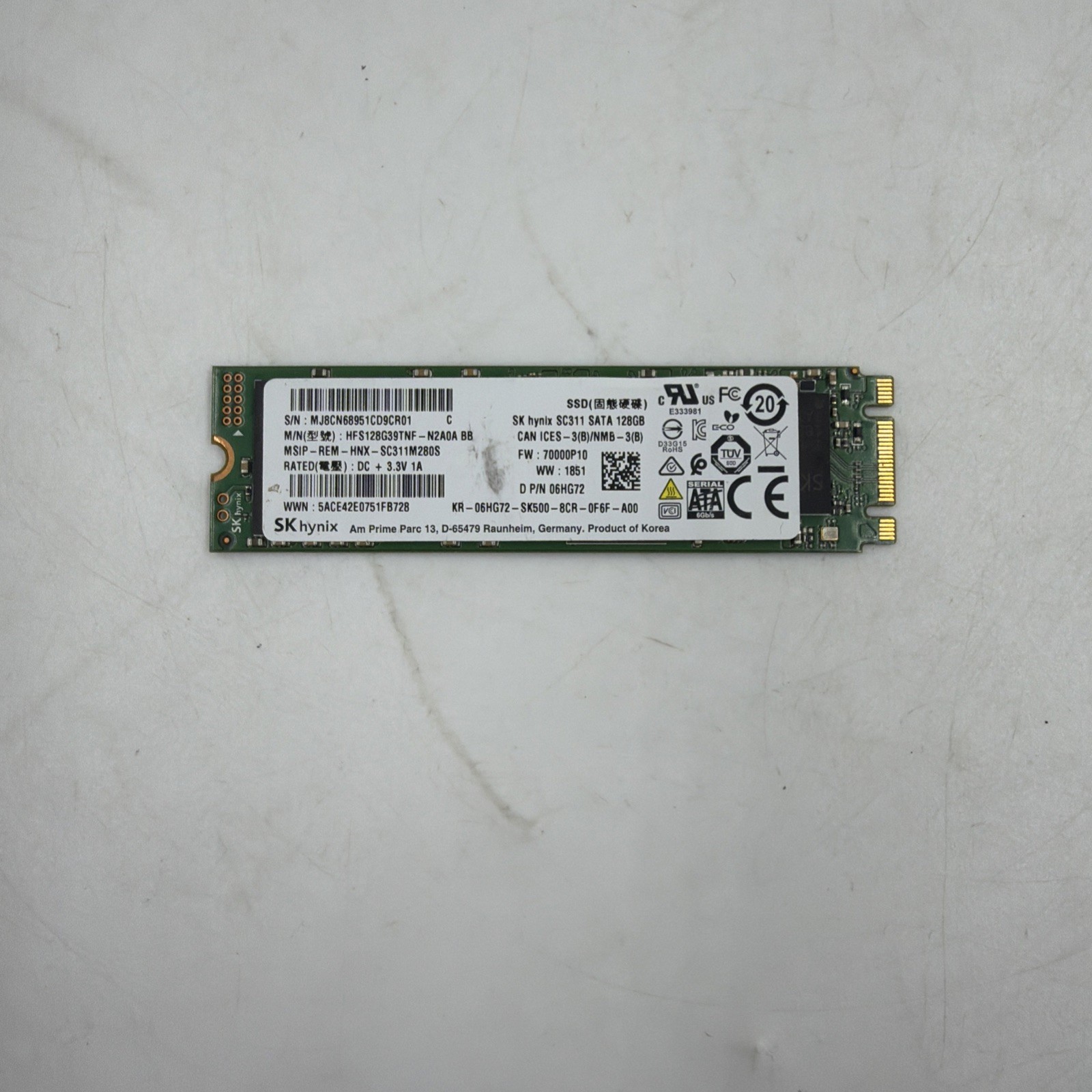 SK hynix SC311 128GB M.2 2280 SATA SSD HFS128G39TNF-N2A0A Dell 06HG72 82% Health