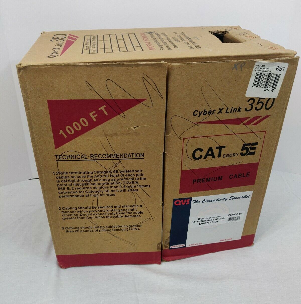 Cyber X Link Enhanced Cat 5E 350 MHz Cable - UTP, CMR, Stranded, 24 AWG, 4 Pair
