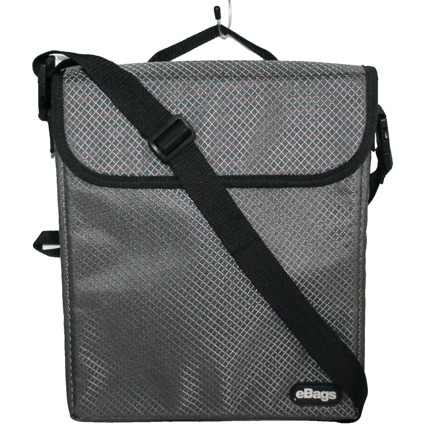 EBAGS Slim 13" Padded Laptop Messenger Bag Gray Diamond Black Trim EB2057