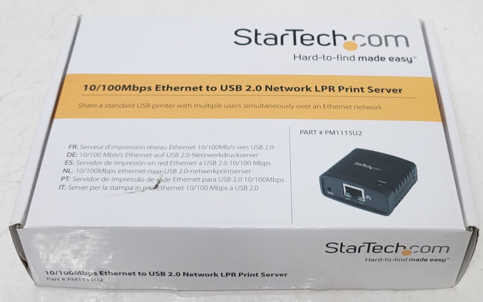 StarTech.com 10/100Mbps Ethernet to USB 2.0 Network LPR Print Server PM1115U2