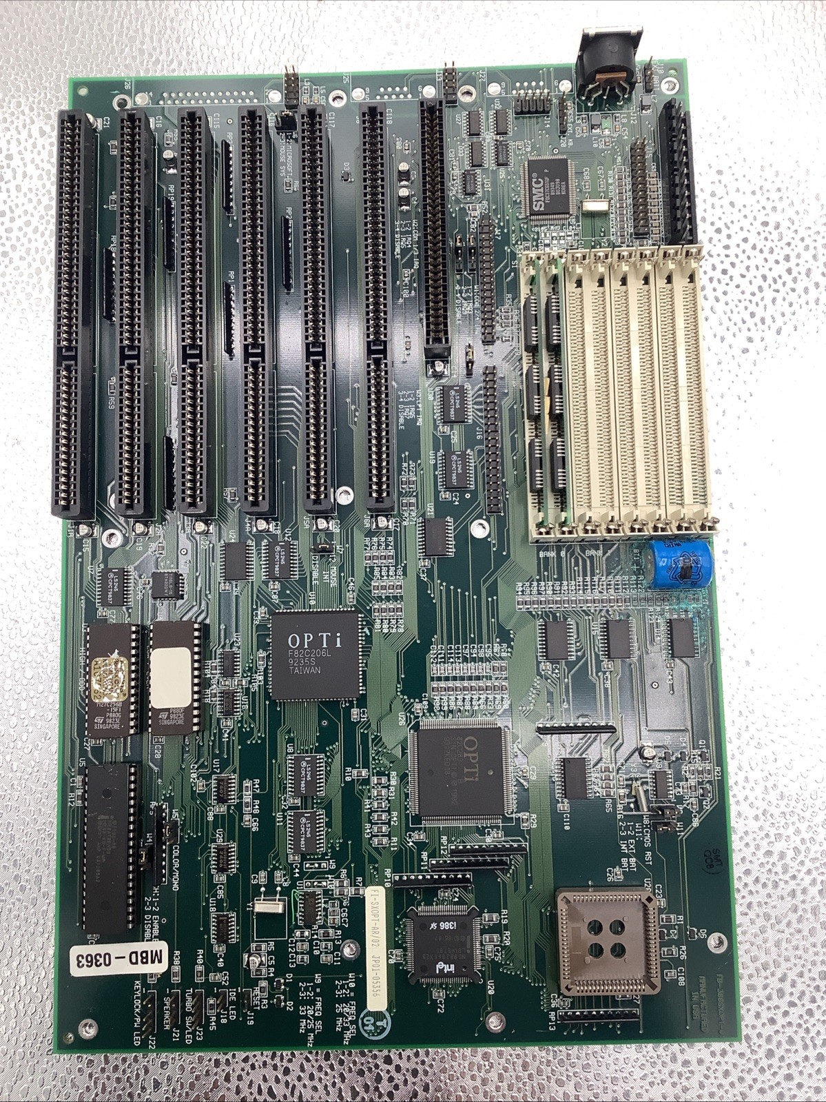 Vintage OPTi 386SX-25MHz ISA Motherboard AT AMI BIOS 7 ISA Slot - AS IS
