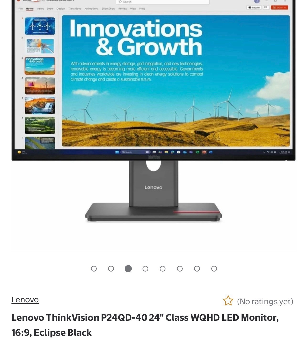 Lenovo ThinkVision P24QD-40 24" WQHD LED Monitor 2560x1440 120Hz Eclipse Black