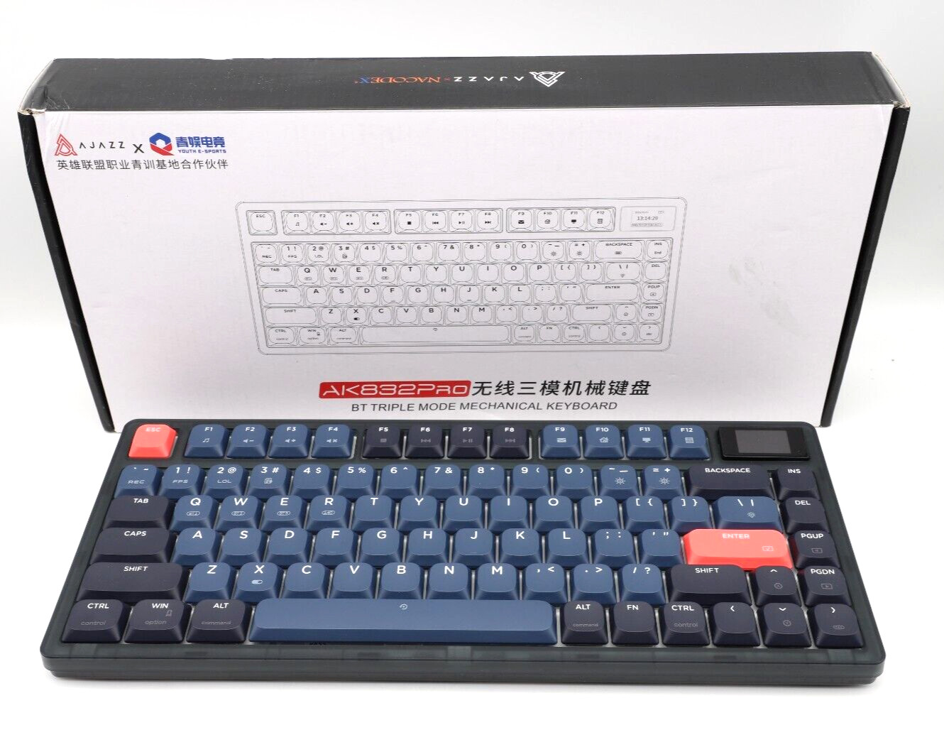 Ajazz AK832 Pro Bluetooth/Wireless/Wired Low Profile Blue Switch Keyboard Mac/PC