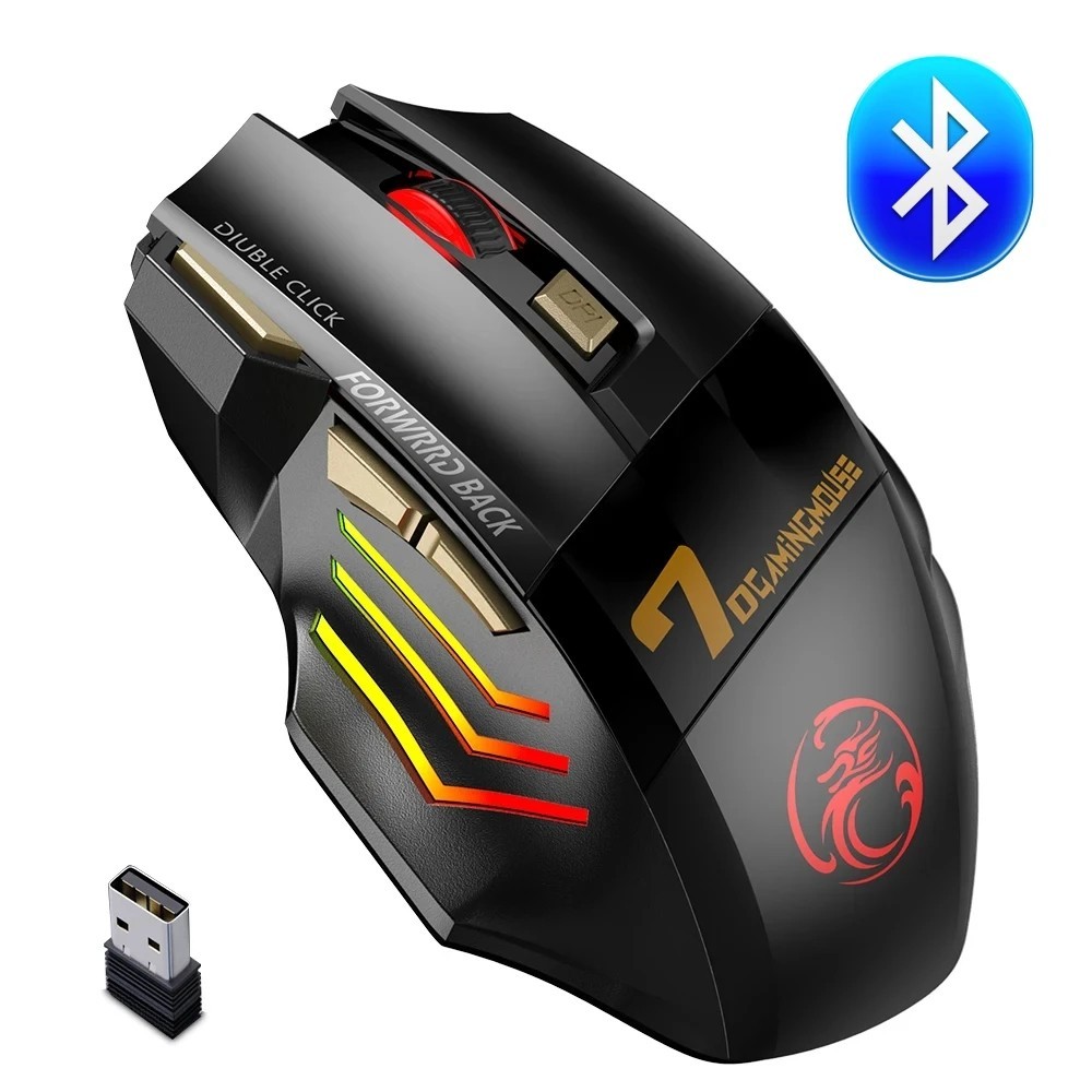 Rechargeable Wireless Bluetooth Gaming Mouse 3200DPI RGB 7 Button LED PC Laptop