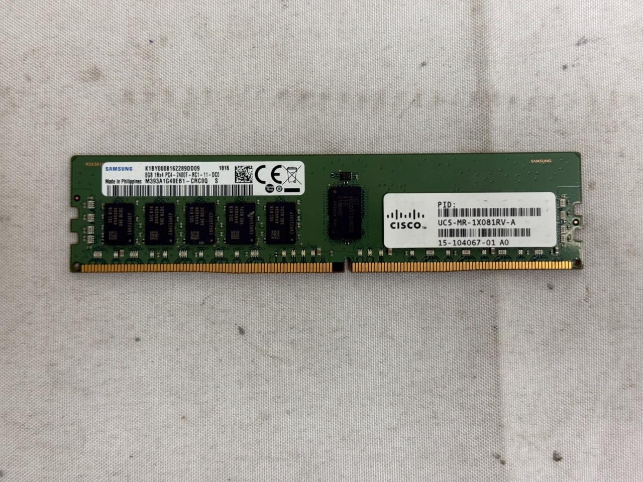 Samsung 8GB 1Rx4 PC4-2400T-RC1-11-DC0 ECC REG Server Memory M393A1G40EB1-CRC0Q