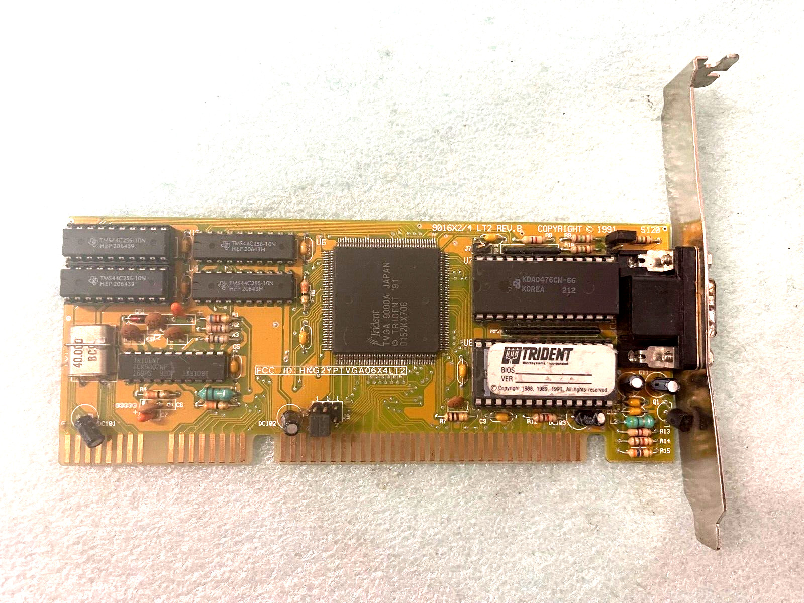 RARE 1991 TRIDENT TVGA9000A 512K ISA VGA CARD 9016X2/4 HNG2YPTVGA06X4LT2 MXB28