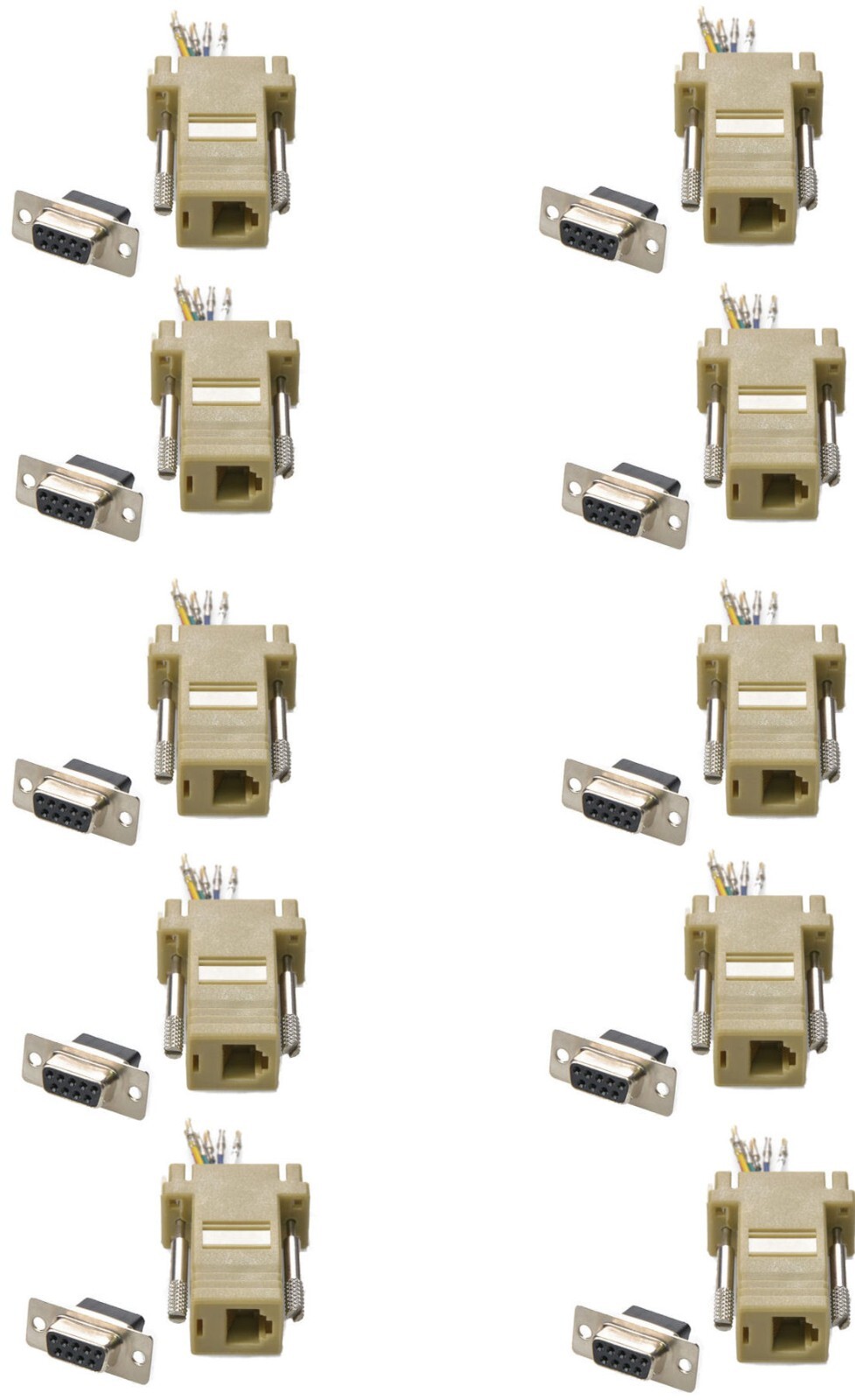 10 Pack DB9 Female RS232 to RJ11 RJ12 6P6C 6 Wires Telephone Modular Adapter