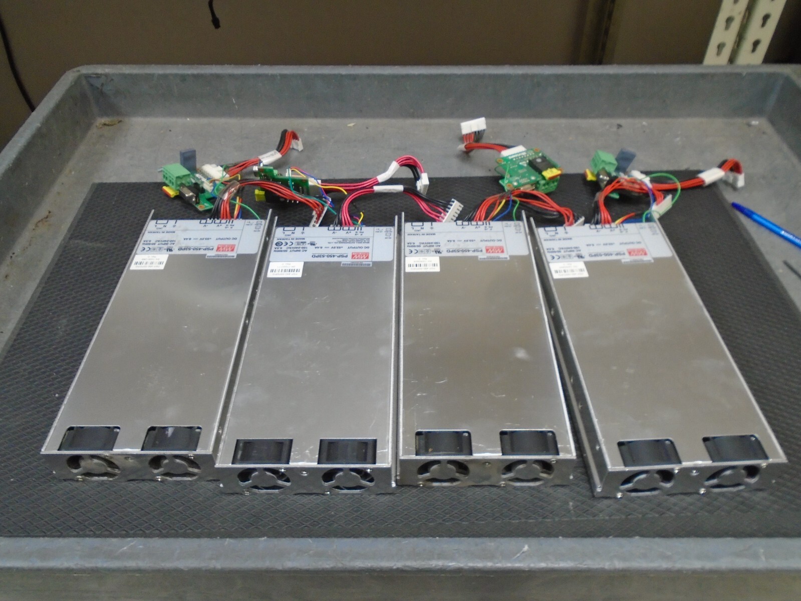 Lot of 4 Mean Well PSP-450-53PD Power Supplies w/ Microsemi PR-0505-C00 modules