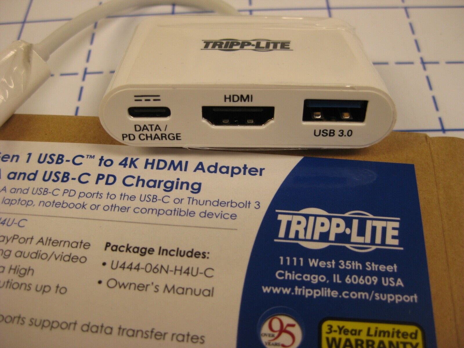 Tripp-Lite USB3.1 Gen 1 USB-C to 4K HDMI Adapter w/ charging