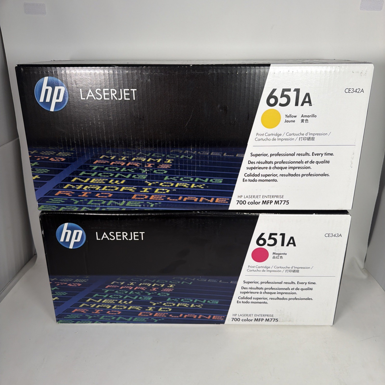 HP 651A Toner Cartridge CMYK Set (2) CE342A CE343A NEW Sealed Magenta Yellow