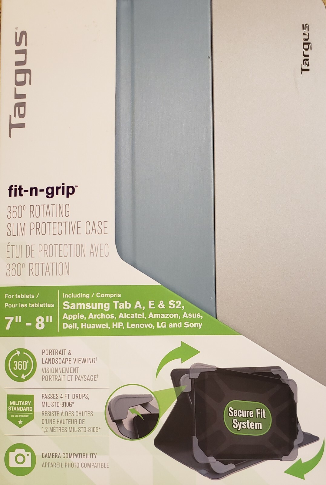 Targus Fit-n-Grip Universal 360 Rotating Case for 7 - 8 Inch Tablets - Brand New