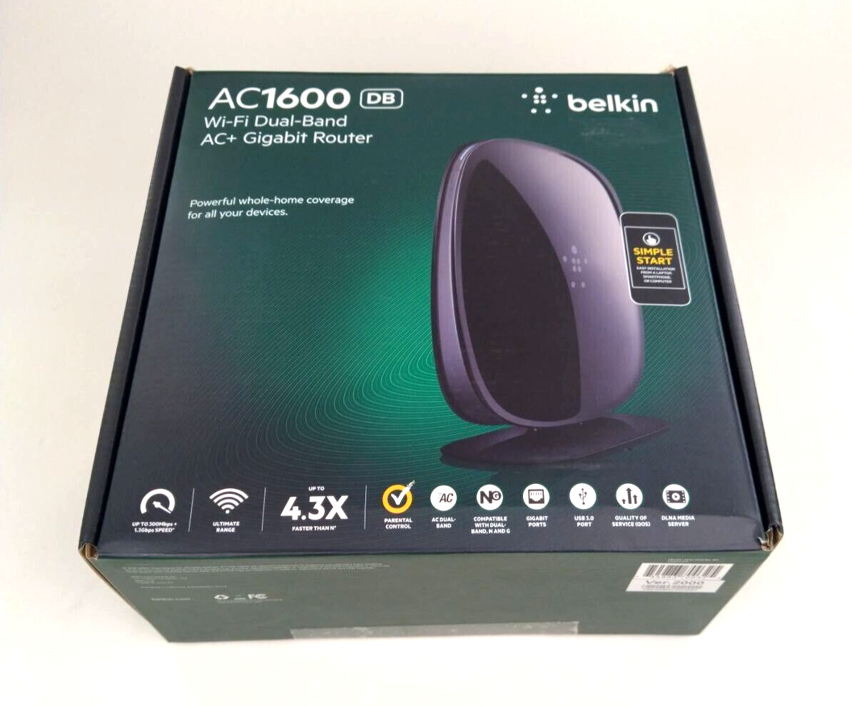 Belkin Router AC1600 DB Wi-Fi Dual-Band AC+ Gigabit Router No Networking Cable