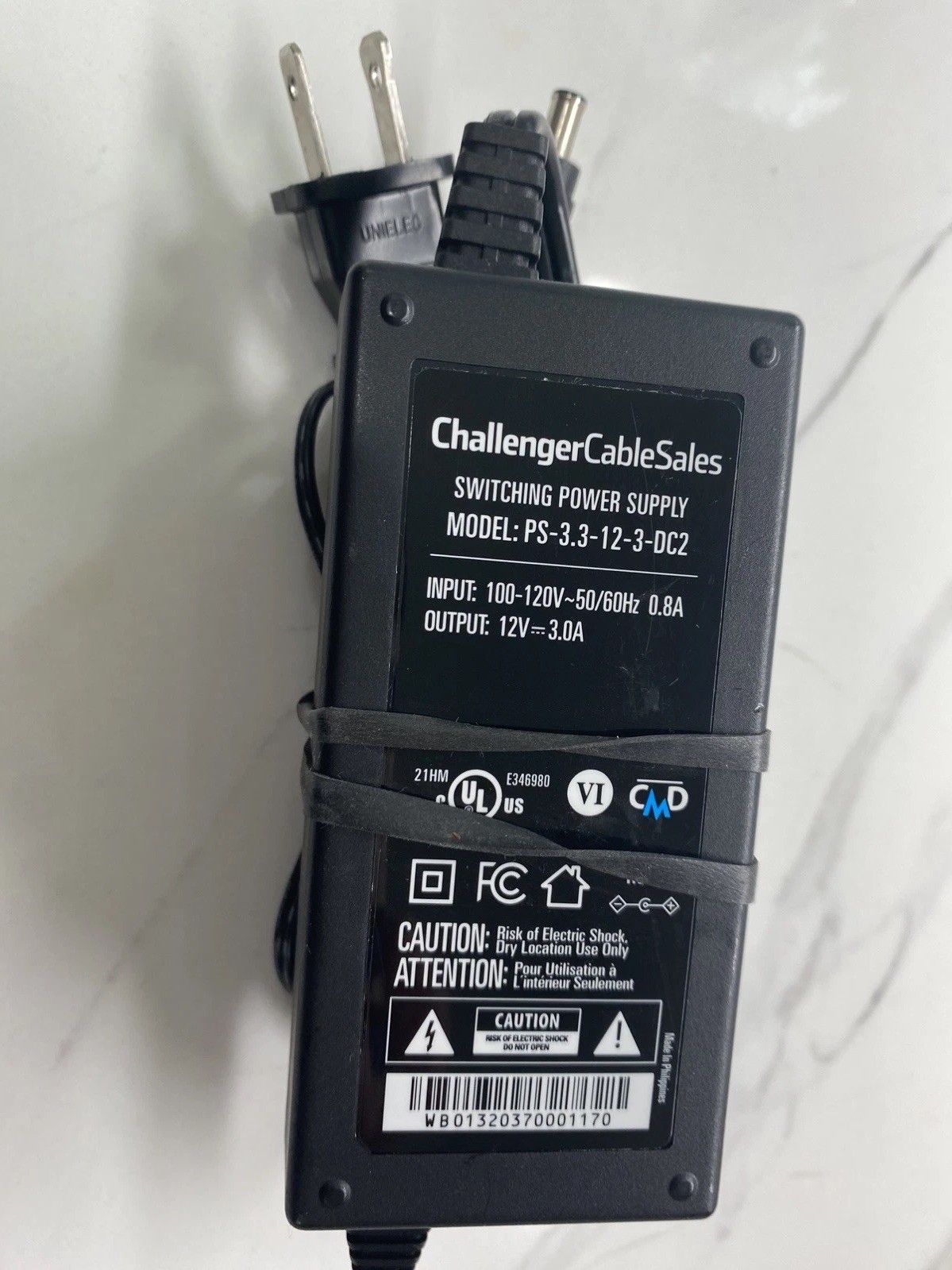 Challenger Cable Sales 12V 3A Power Supply for Spectrum Series 100 & 200 boxes. 