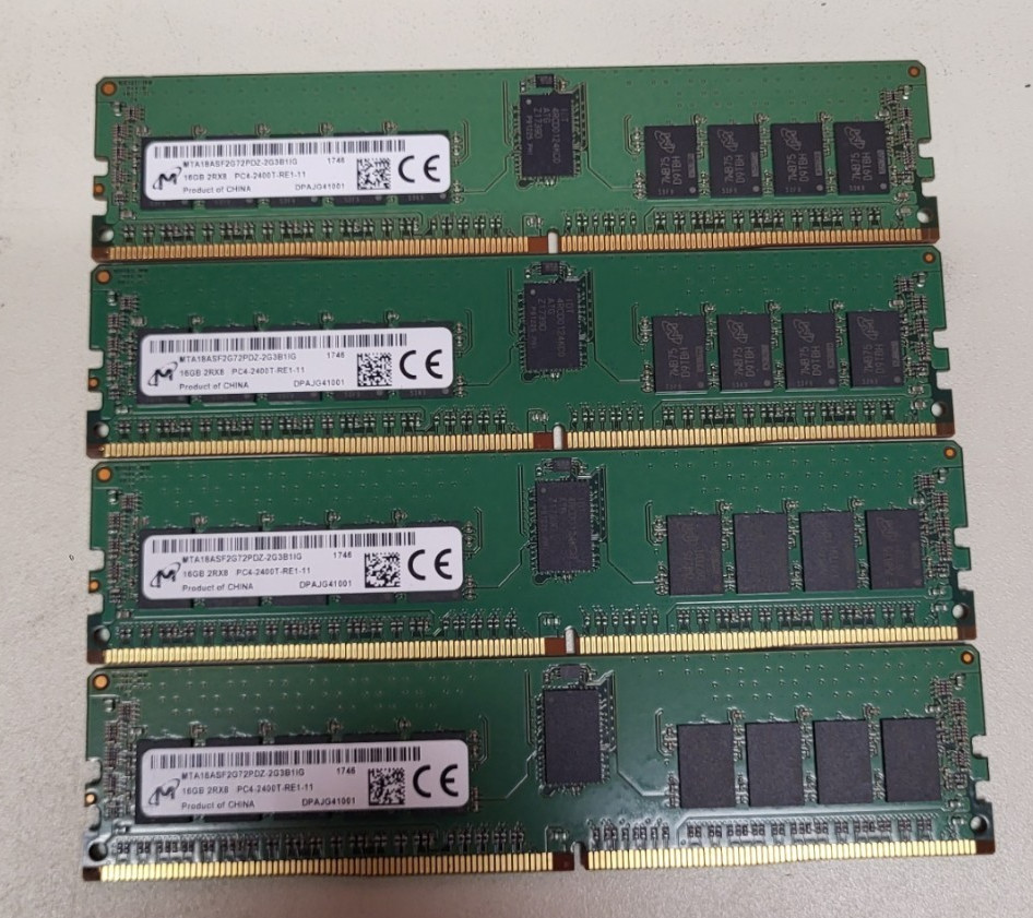 4x Micron 16GB 2Rx8 PC4-2400T-RE1-11 ECC REG Server Memory MTA18ASF2G72PDZ-2G3B1