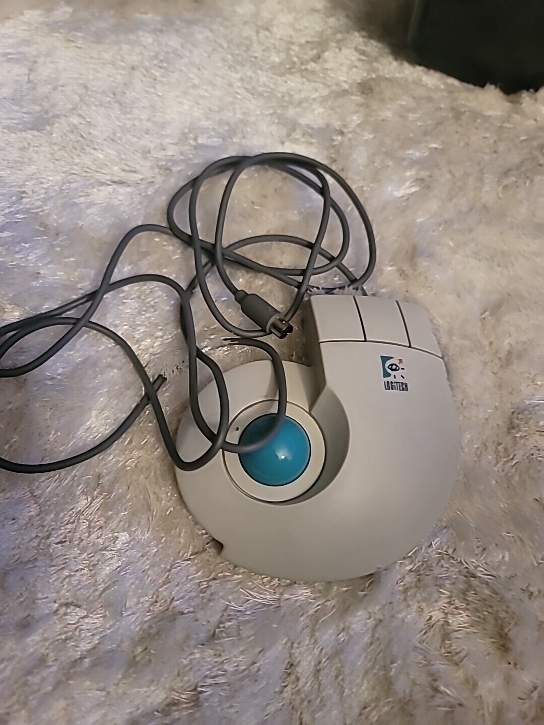 Vintage Logitech T-CD2-6F Wired Trackball Trackman Stationary Mouse  