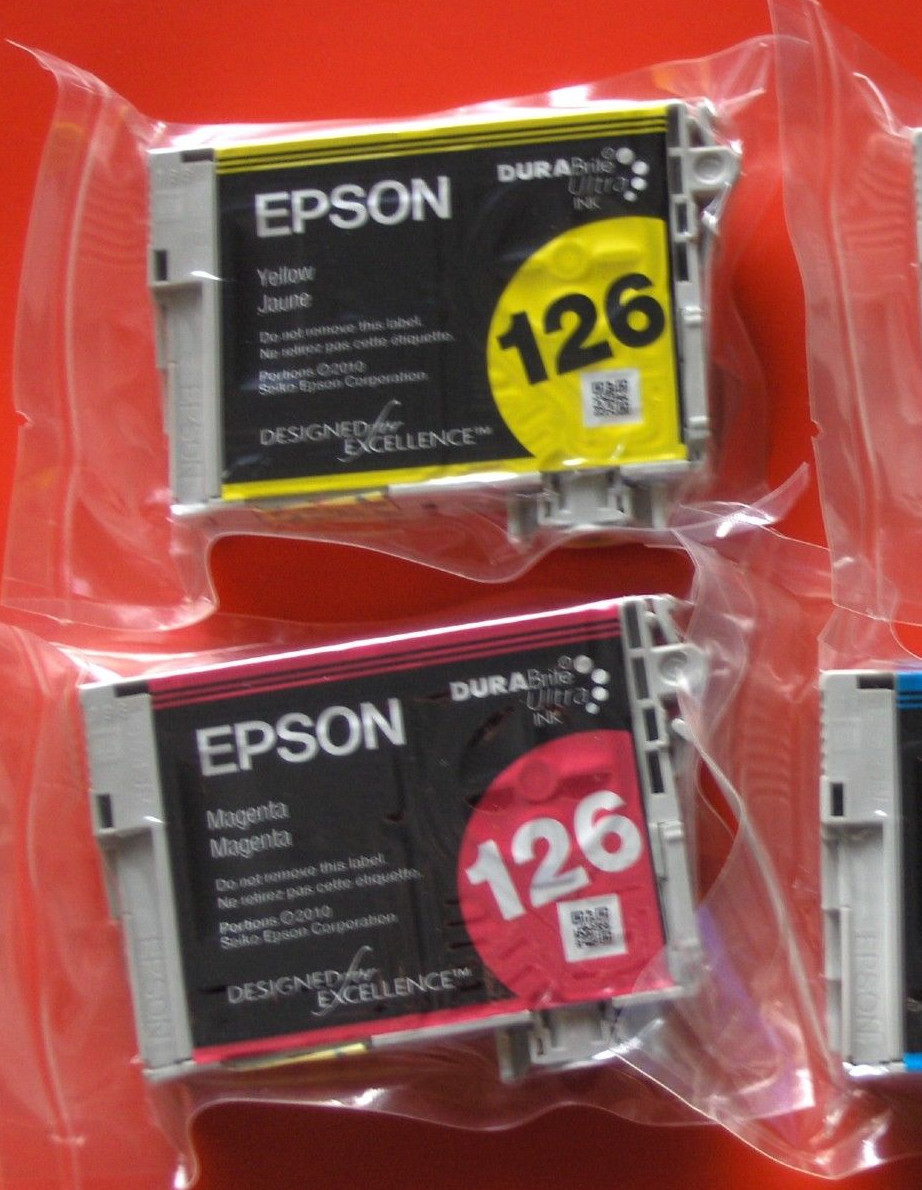 lot of 2 Genuine Epson 126 Ink T126 T1263 T1264 WF 60 630 633 635 840 NX430 330