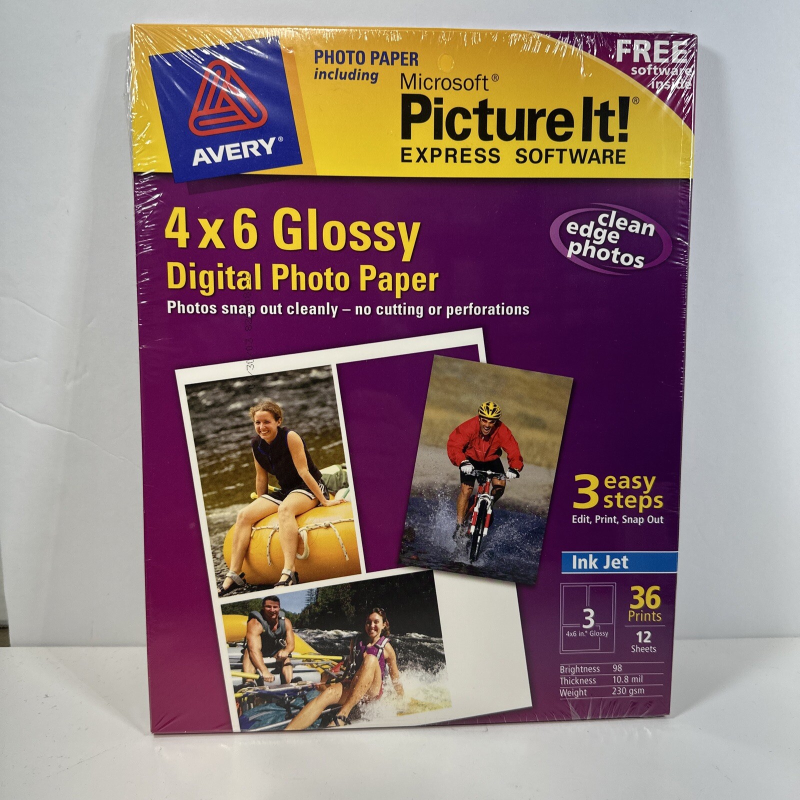 Avery 4x6 Glossy Digital Photo Paper Clean Edge Photo Free Software 12Sheets NEW
