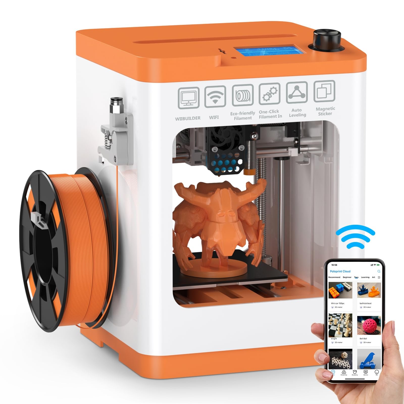 Upgraded Tina2S 3D Printer, HEPHI3D 3D Printers WiFi Cloud Printing Auto Bed Lev
