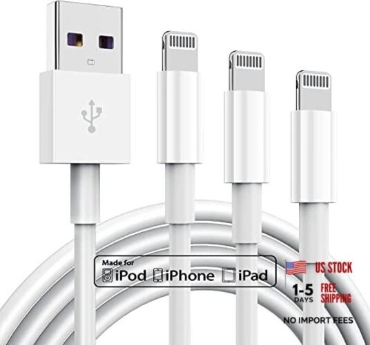 3 Pack Apple MFi Certified iPhone Charger Cable 10ft, Lightning to USB Cord,