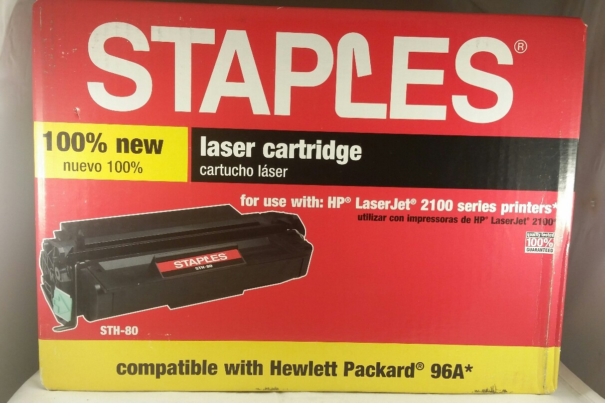 Staples Laser Cartridge STH-80 NIB Compatible With HP 2100, Hewlett Packard 96-A