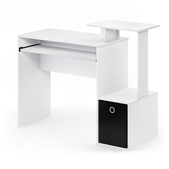 12095WH-BK Econ Multipurpose Home Office Computer Writing Desk with Bin - White