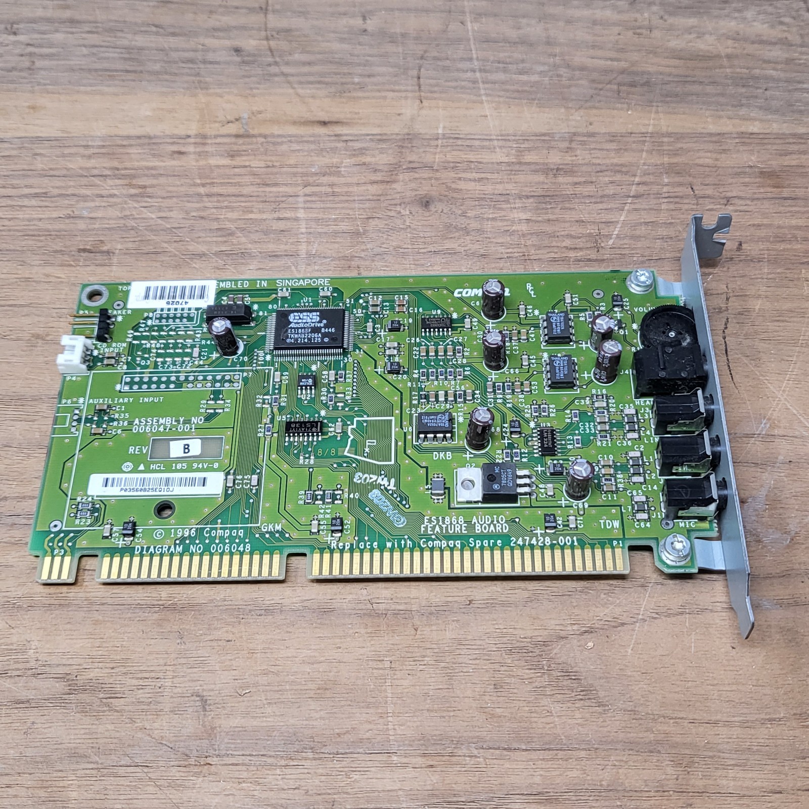Compaq 247428-001 ESS ES1868F ISA Audio Feature Sound Card X071 Vintage