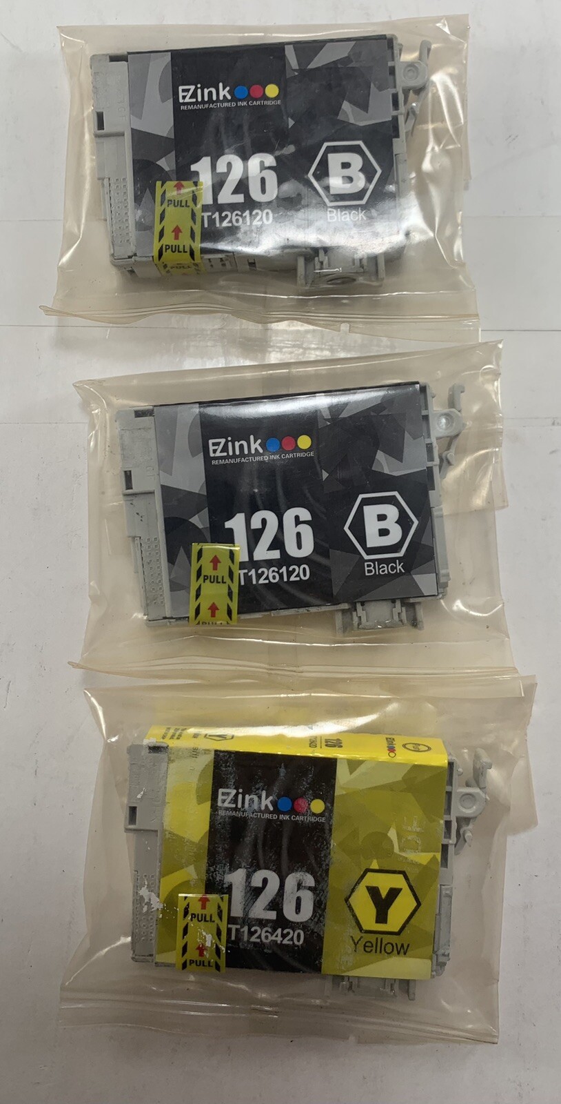 3 Ezink 126 Ink Cartridges for Epson 126 - 1 Yellow, 2 Black