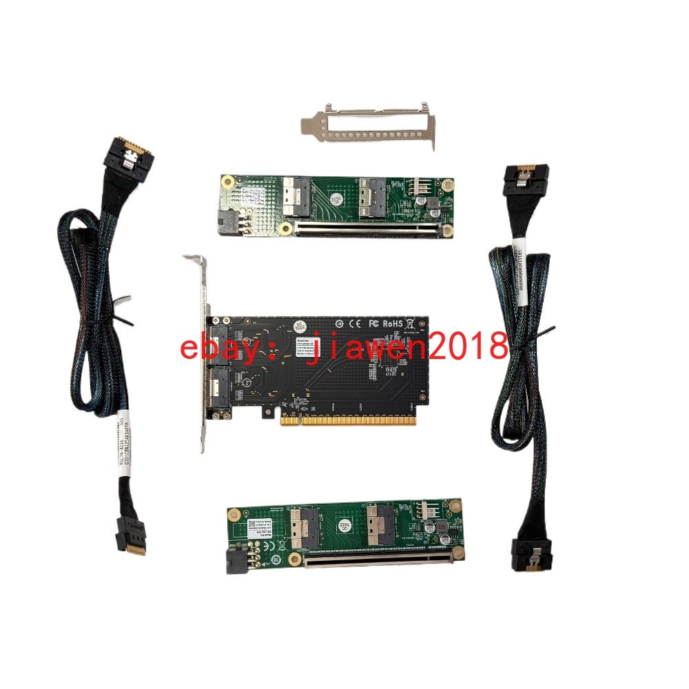 External PCIE x16 to SFF-8654 Adapter 2*PCI-E X8 + 2*Baseplate 70CM Cable US