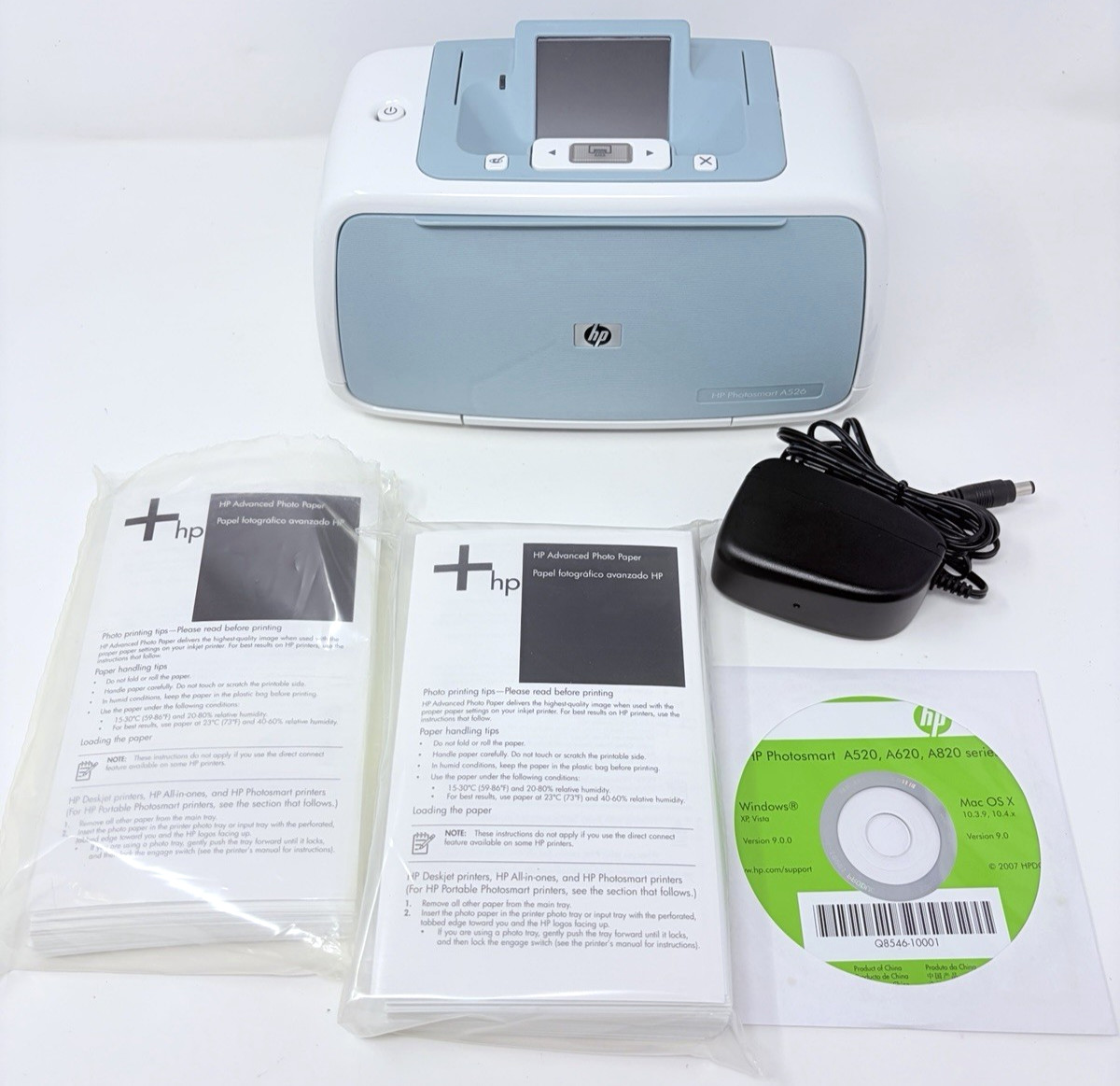 HP Photosmart A526 Blue Photo Inkjet Printer w/ Paper