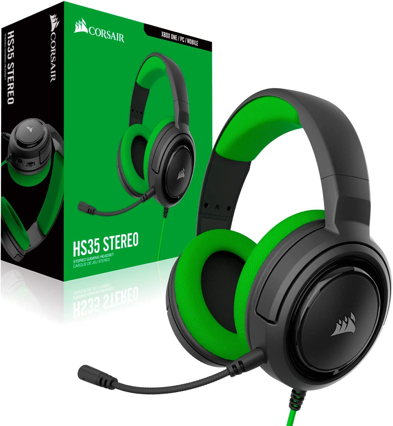 Corsair OFFICIAL HS35 Stereo Gaming Headset (XBOX/PC/Mobile/PS4/Switch) *GREEN*