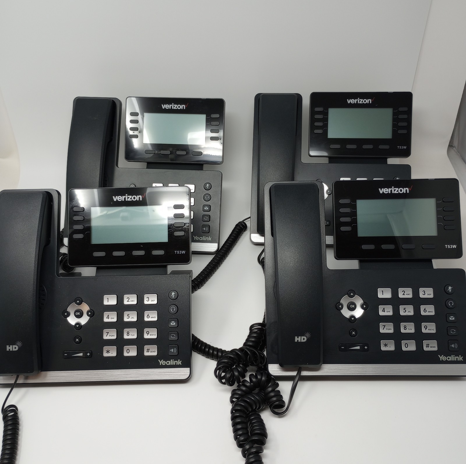 4X Yealink Prime Business Phones SIP-T53W With Stands & Receivers NO AC ADAPTERS