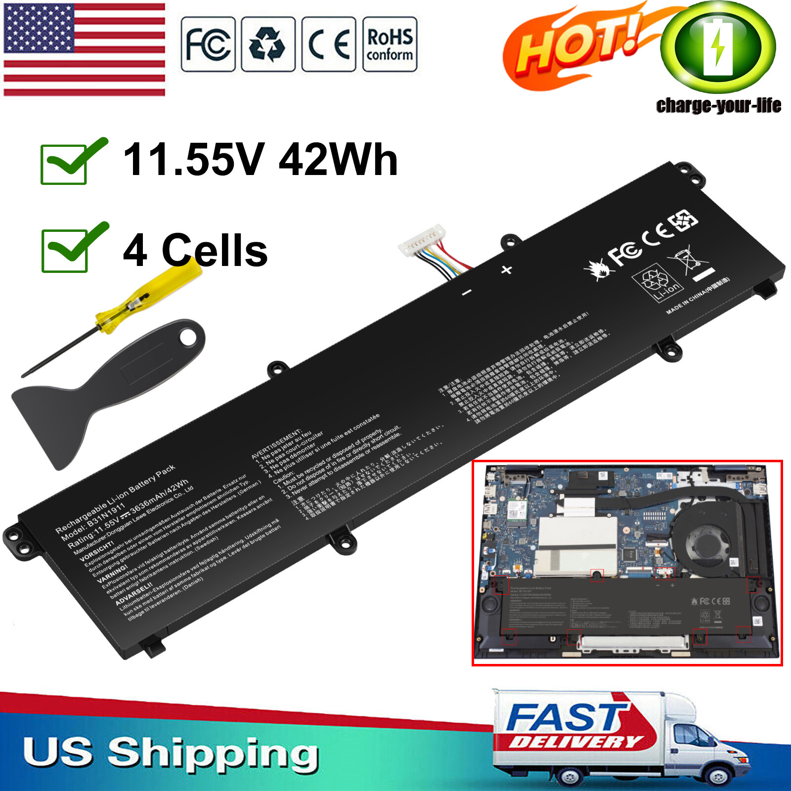 B31N1911 C31N1911 Battery For ASUS VivoBook Flip 14 K413EA S433EA TM420UA TP420U