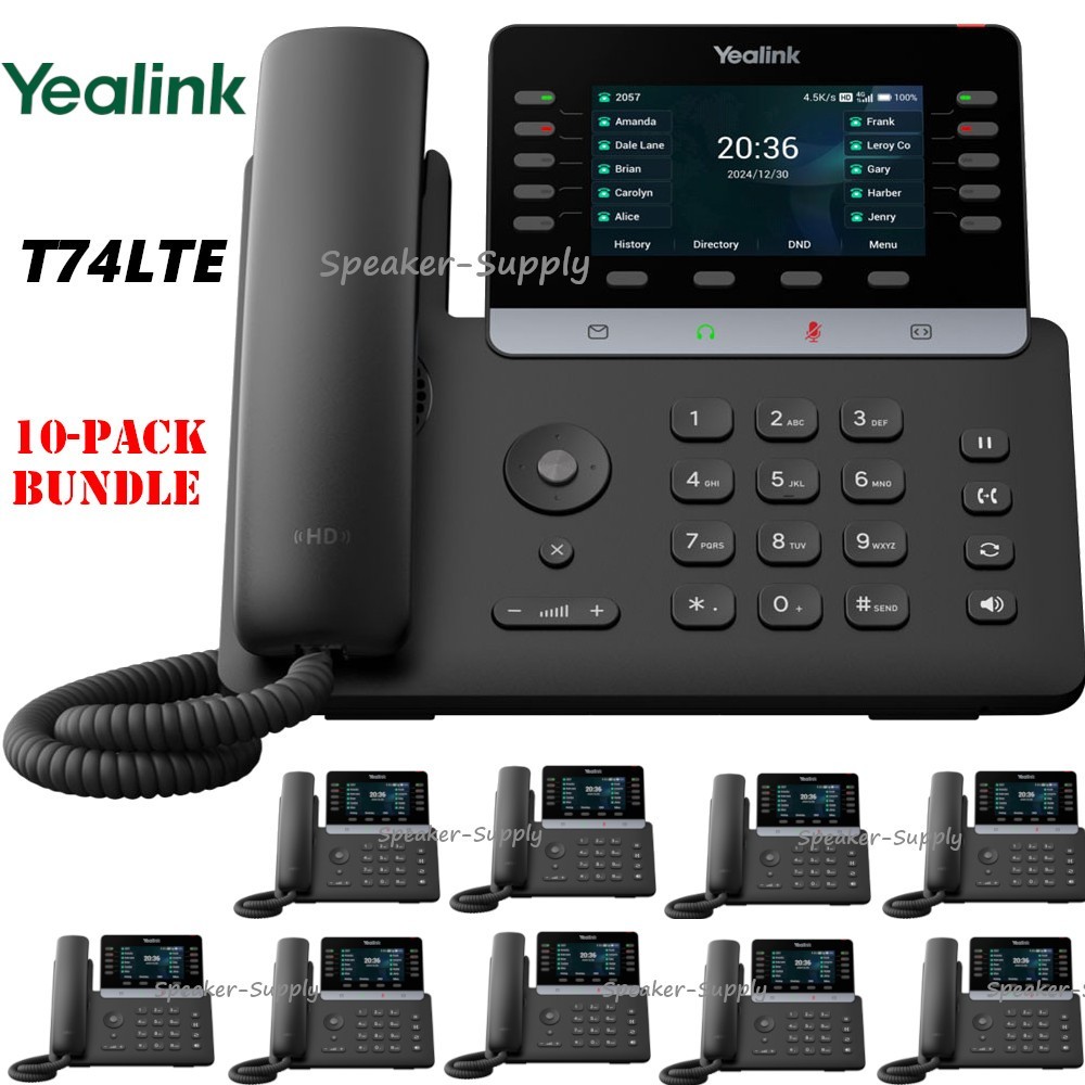 10 Pack Bundle Yealink SIP-T74LTE 4G Smart Desk Phone 1301232 T74LTE Linux 6.1