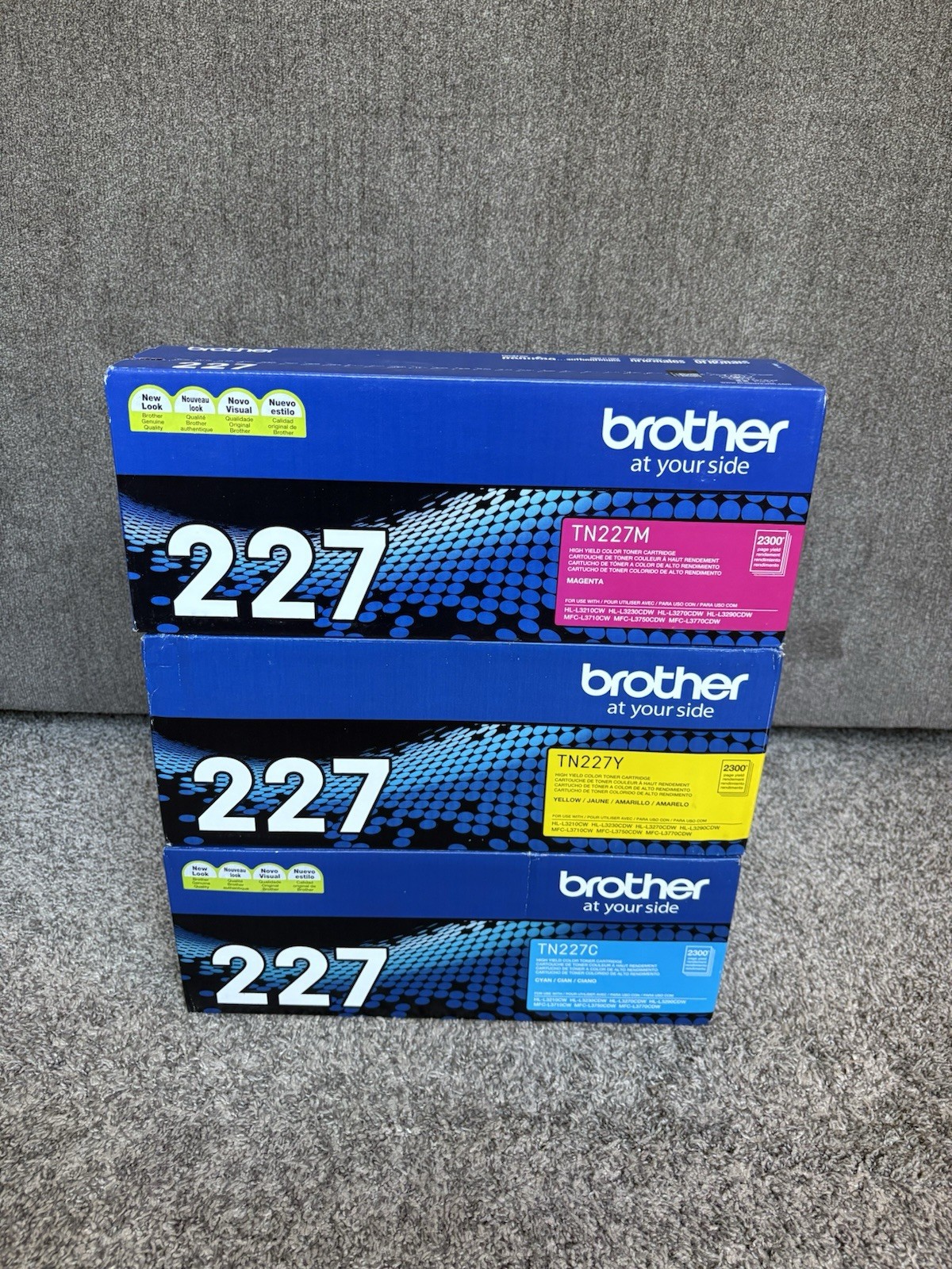 Brother TN227 Cyan Magenta Yellow High Yield Toner Cartridge Lot of 3 Open Box