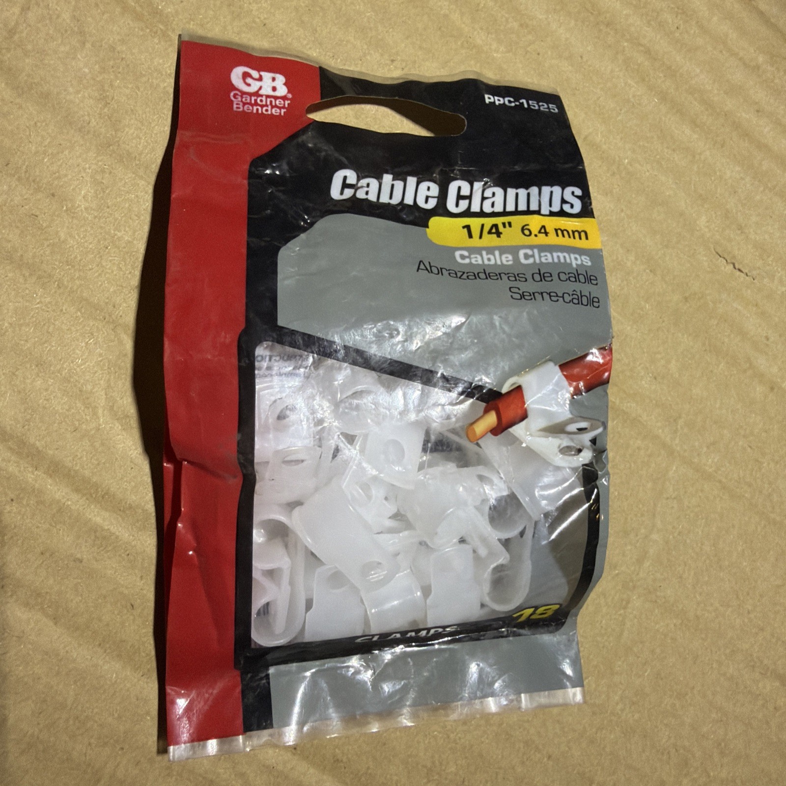 Gardner Bender GB Cable Clamps Plastic White 1/4" 6mm, 1 pack of 18.