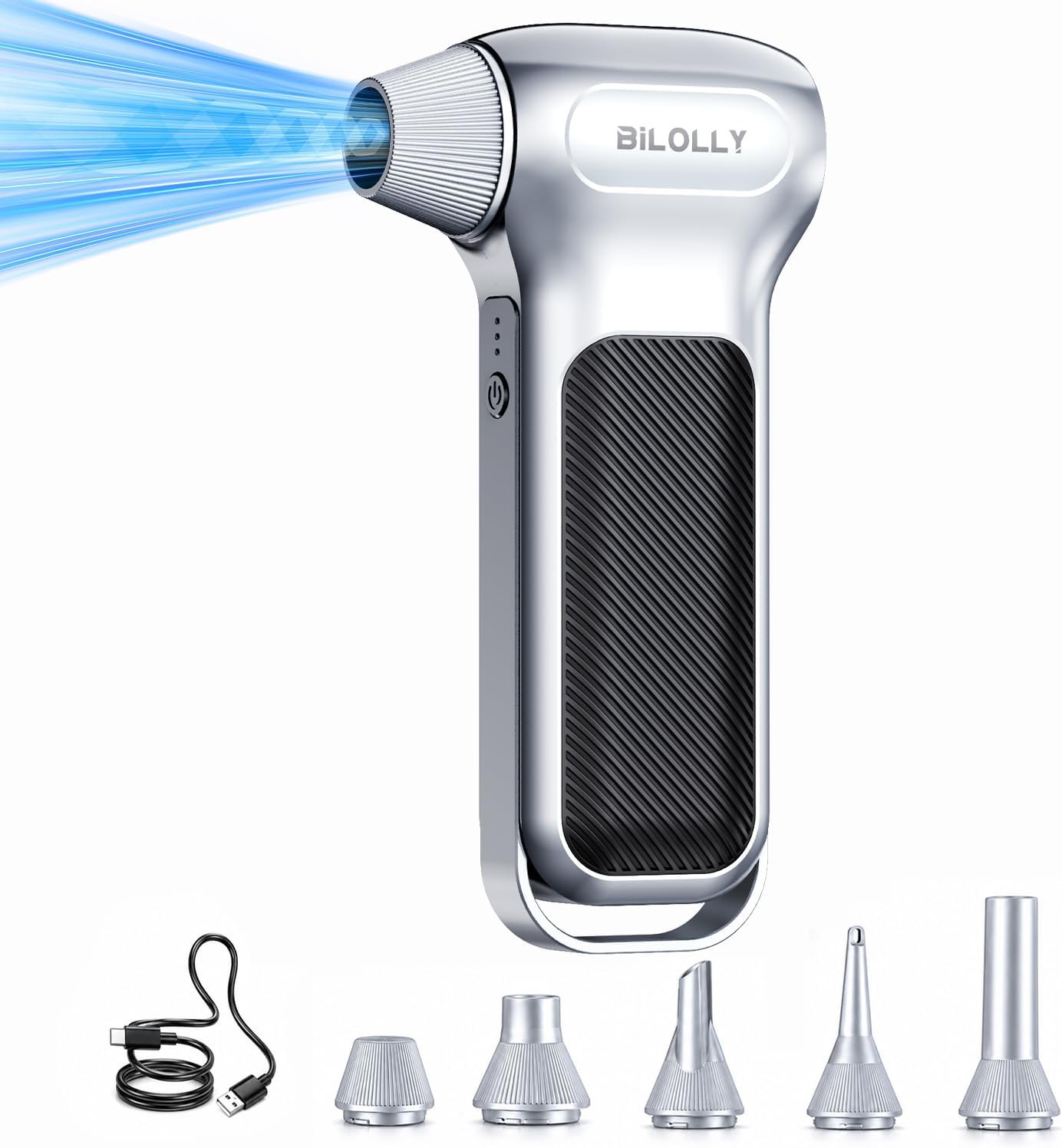 Bilolly Compressed Air Duster, 130000RPM Electric Air Duster, Cordless Rechargea