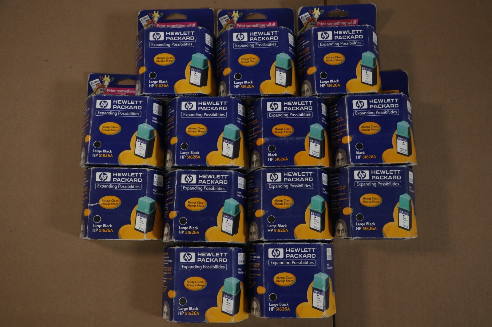 Lot Of 13 OEM HP DesignJet 200,220,600 Large Black inks HP 26 51626A