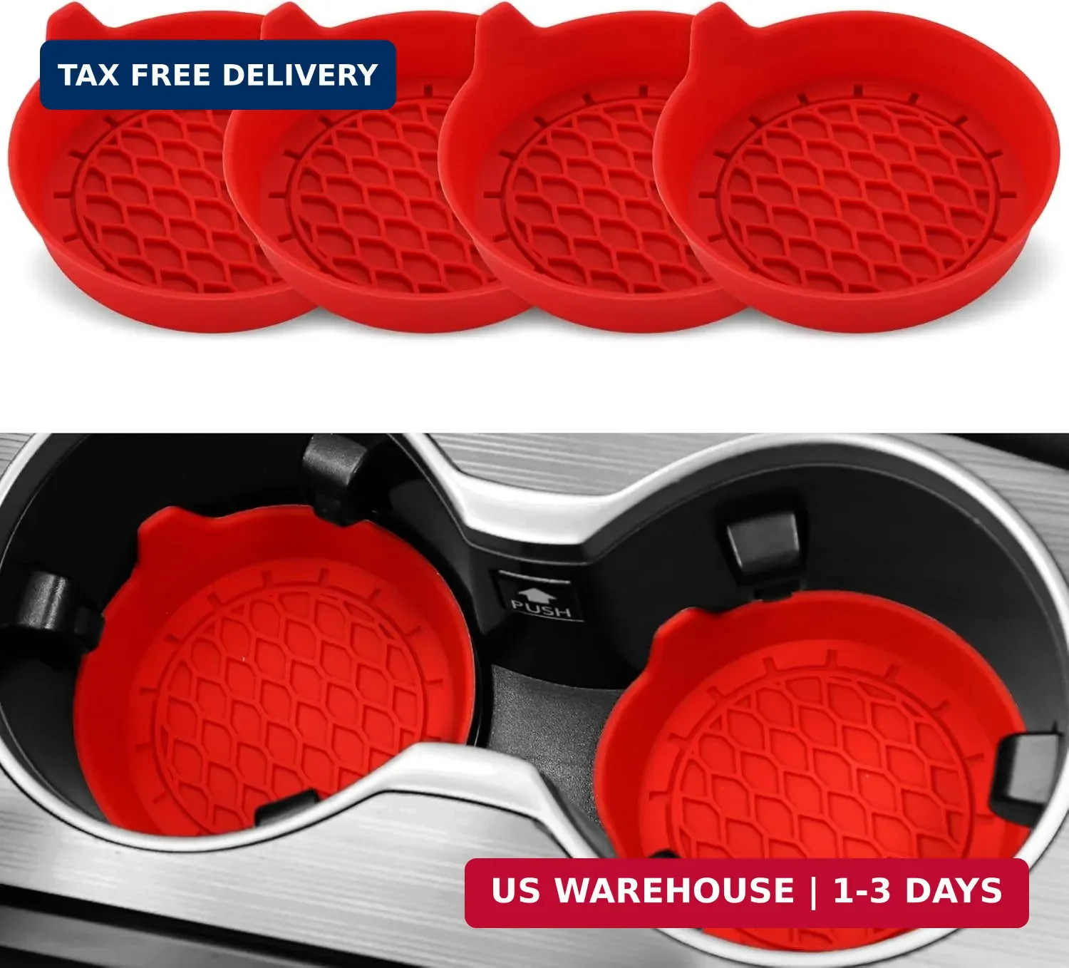 Universal Car Cup Holder Coaster, Silicone Cup Holder Insert,Non-Slip Cup Holder