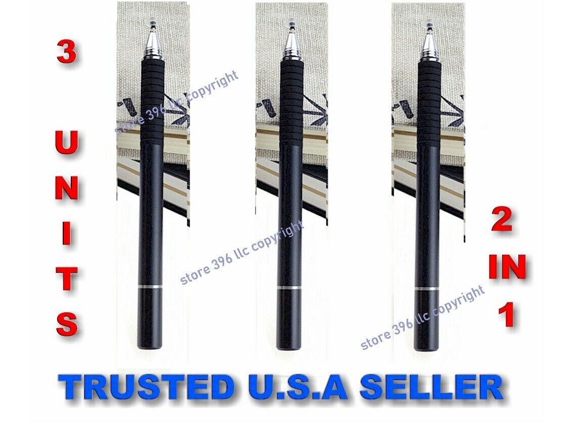 3x Stylus Pen 2 in 1 Fine Point & Mesh Tip for Touch Screen Tablet PC smartphone