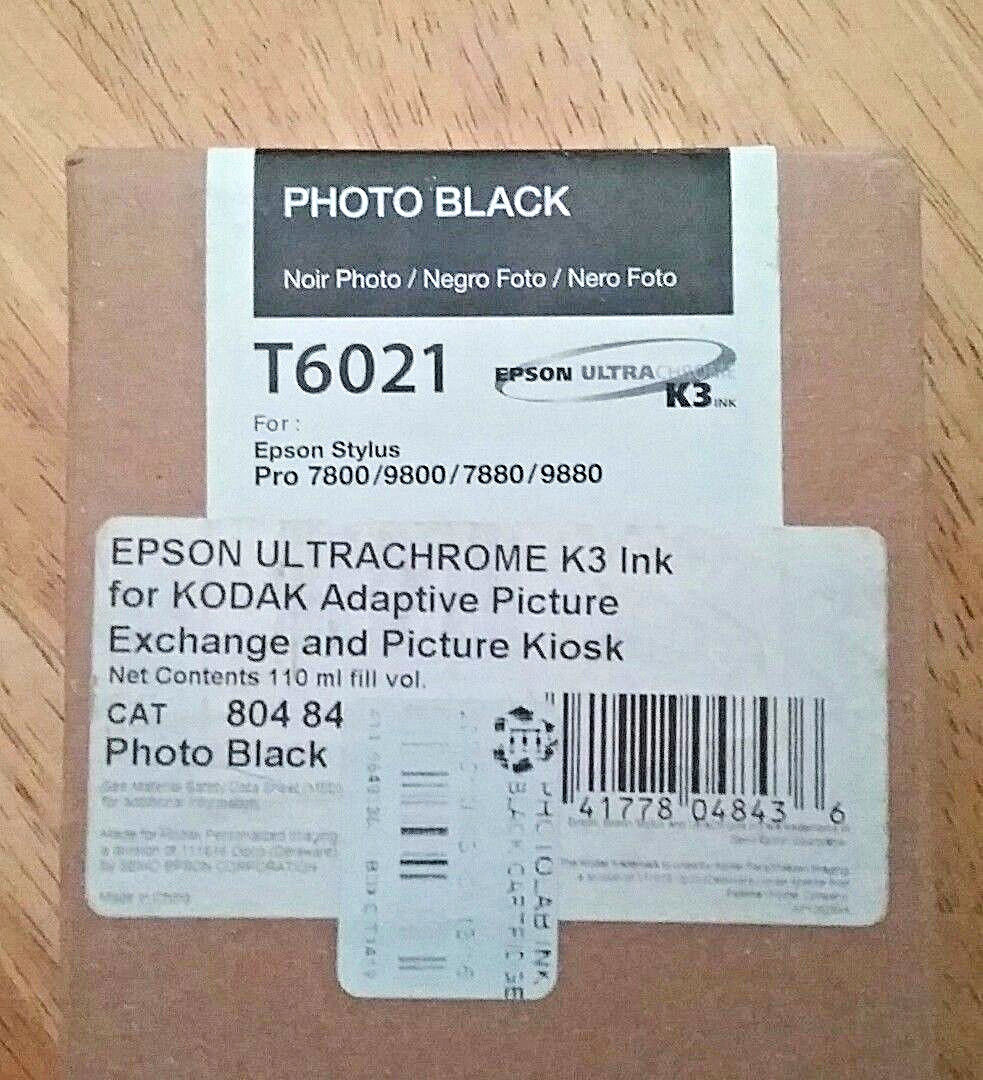 06-2021 GENUINE EPSON T6021 PHOTO BLACK 110ml INK STYLUS PRO 7800 9800 7880 9880