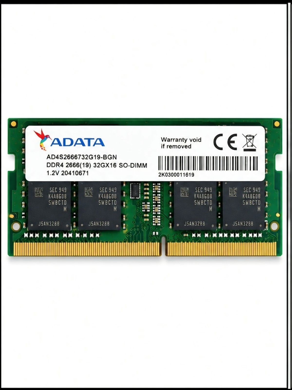 Memory RAM ADATA 32GB DDR4 3200MHz SO-DIMM 1.2V 260-pin 22CL - AD4S320032G22-SGN