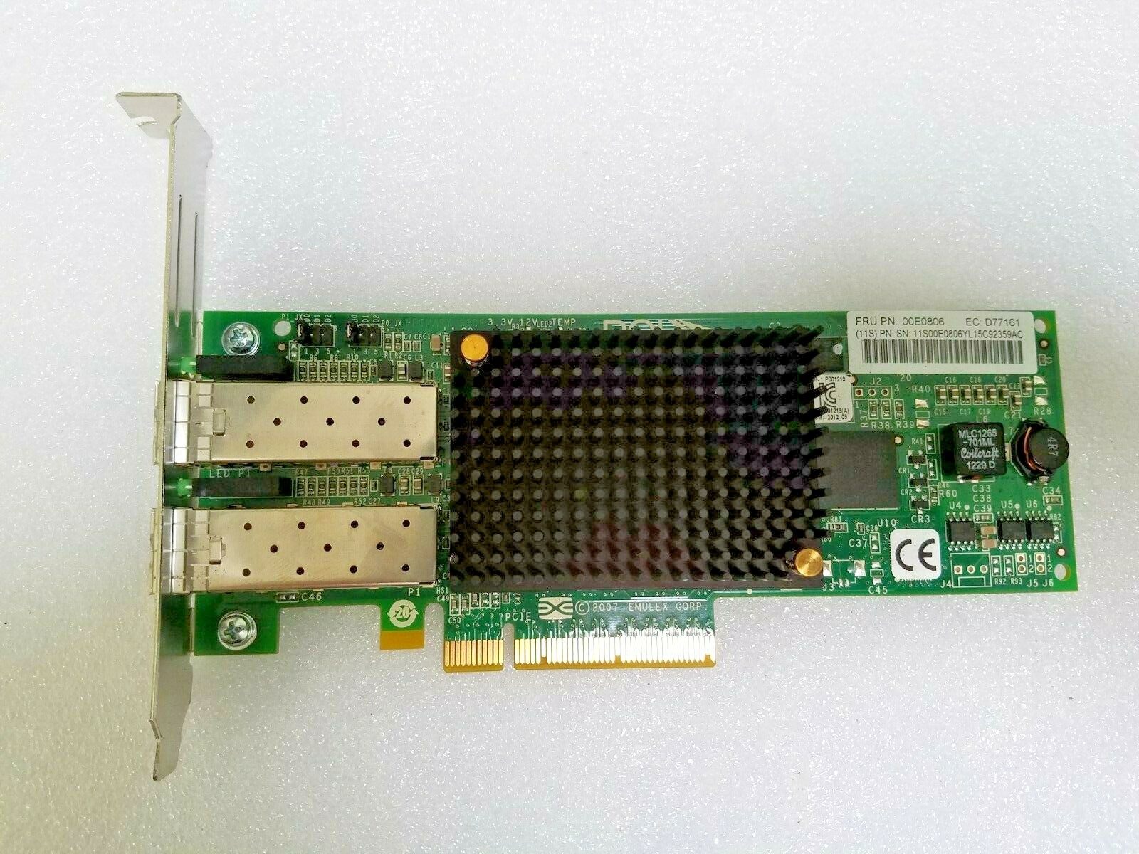 IBM Emulex 00E0806 577D Dual-Port 8GB PCIe Fiber Channel Adapter High Profile