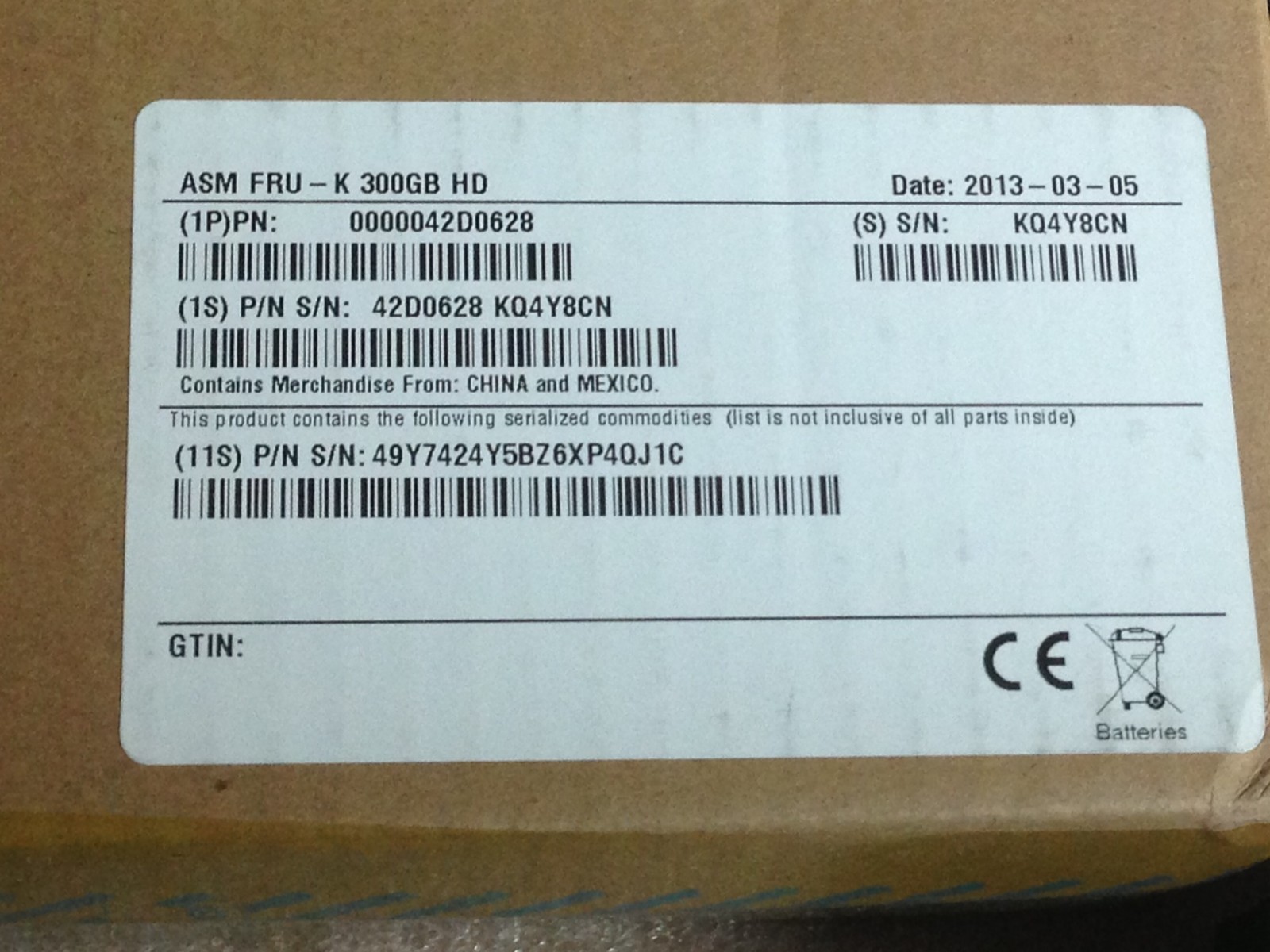 42D0628 GENUINE IBM 300GB 10K SAS SFF NHS 2.5 6G NEW