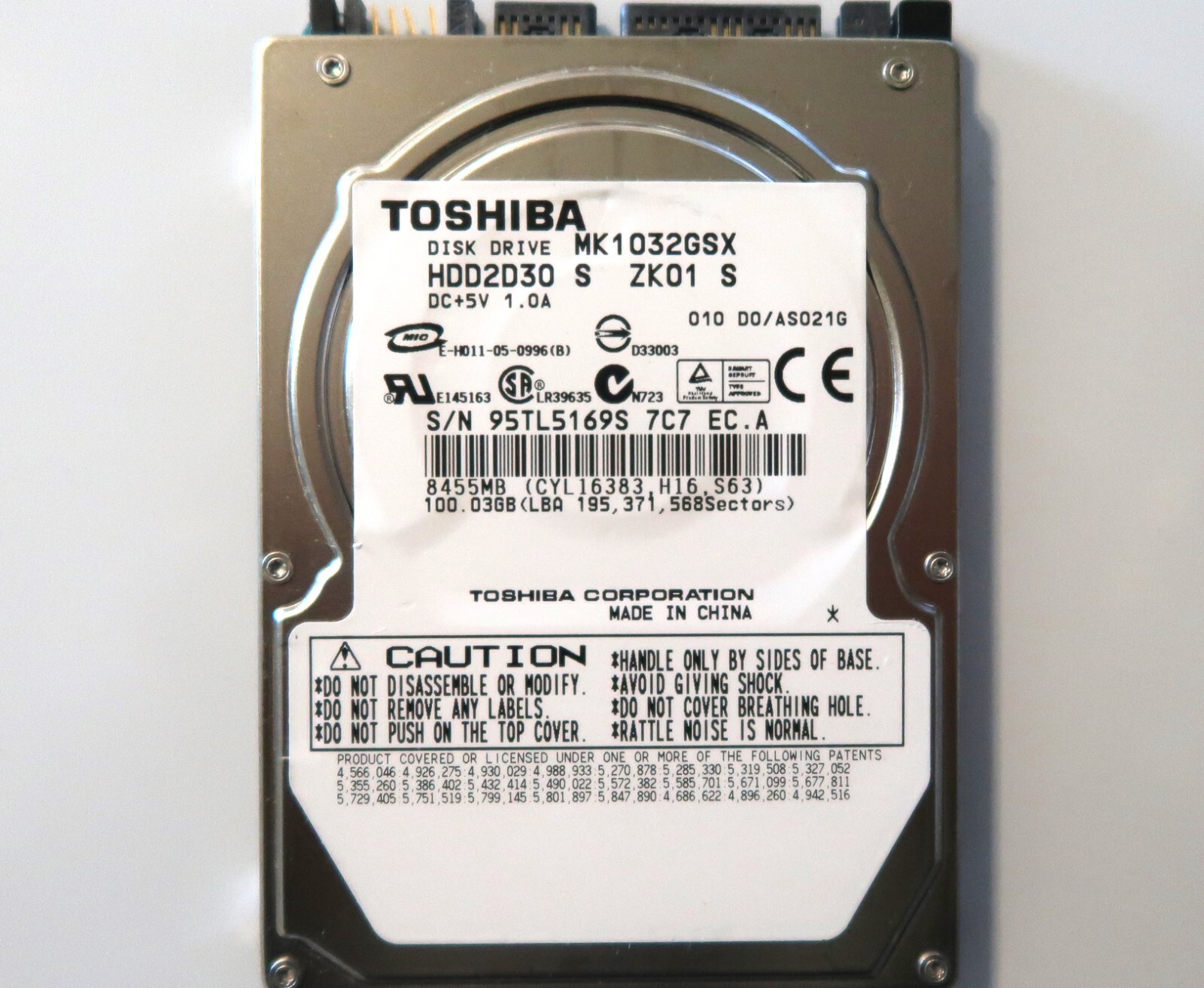 Toshiba MK1032GSX (HDD2D30 S ZK01 S) 010 D0/AS021G Sata 100gb 2.5" HDD China