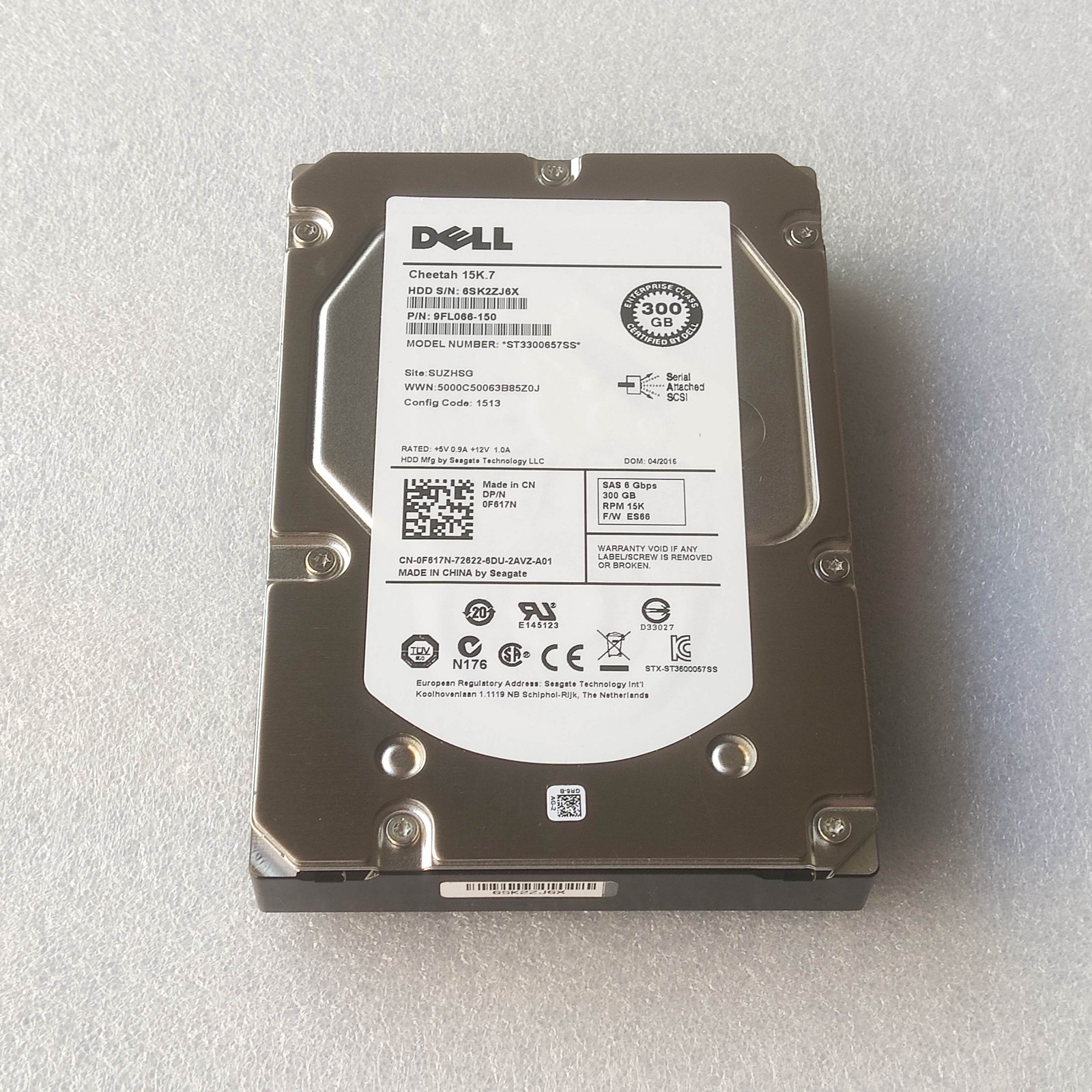 Original Dell 0F617N ST3300657SS 3.5" 300GB SAS 15K 6G Server Hard Drive.