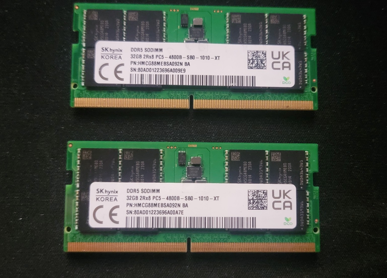 SK Hynix 64GB Kit (2x32GB) DDR5 4800MHz SODIMM PC5-38400 laptop & mini pc memory