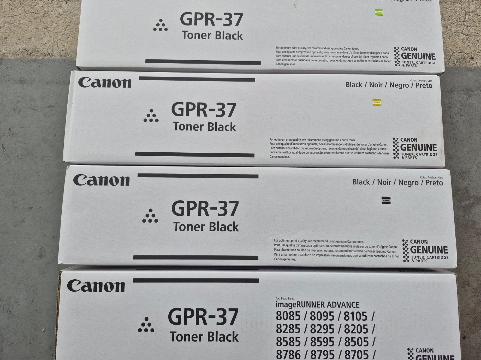 4 New OEM Canon iR 8085,8095,8105,8205,8285 Black Toners GPR-37 / 3764B003[AA]