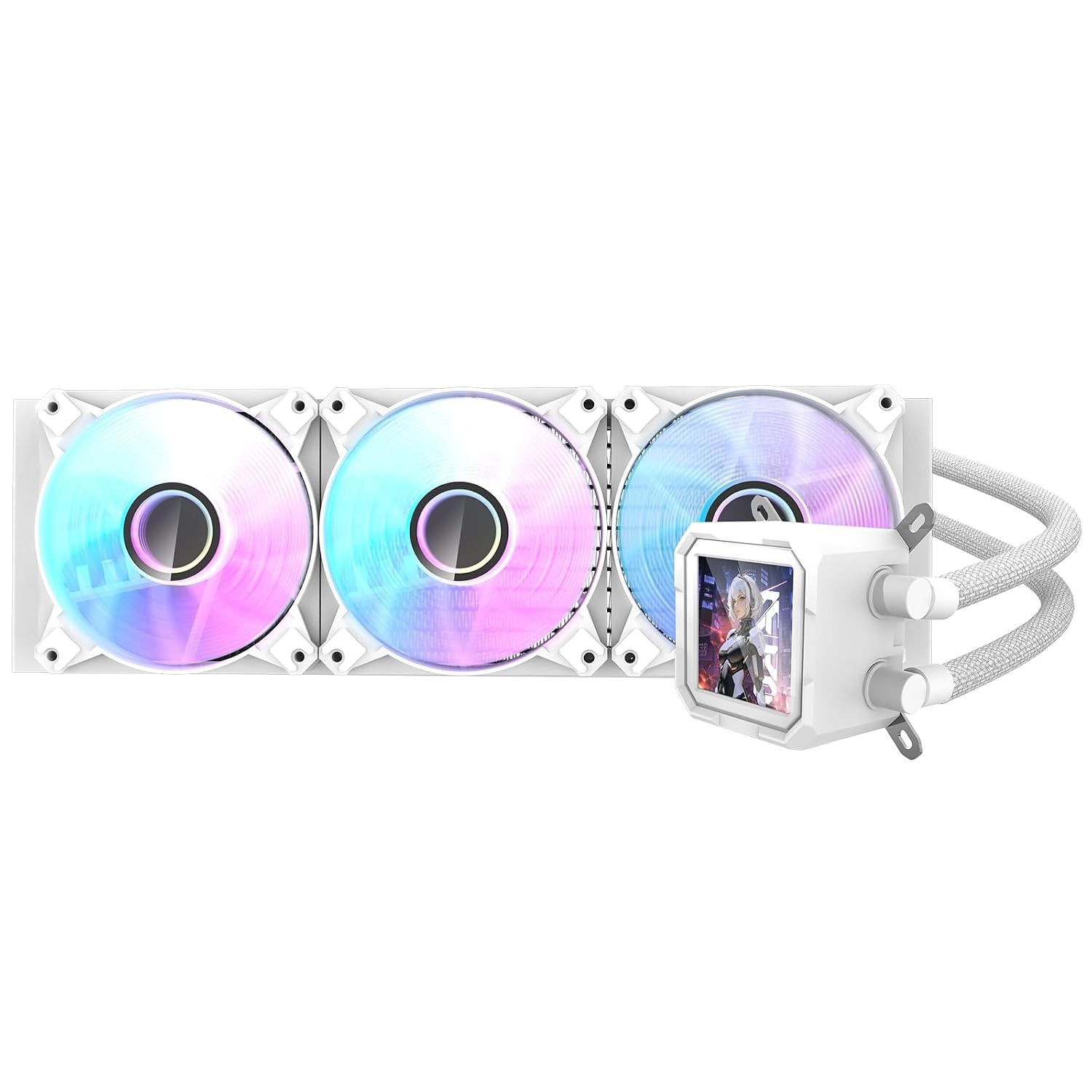 darkFlash DV360S Liquid CPU Cooler LCD Screen ARGB PWM Radiator Aio (White)