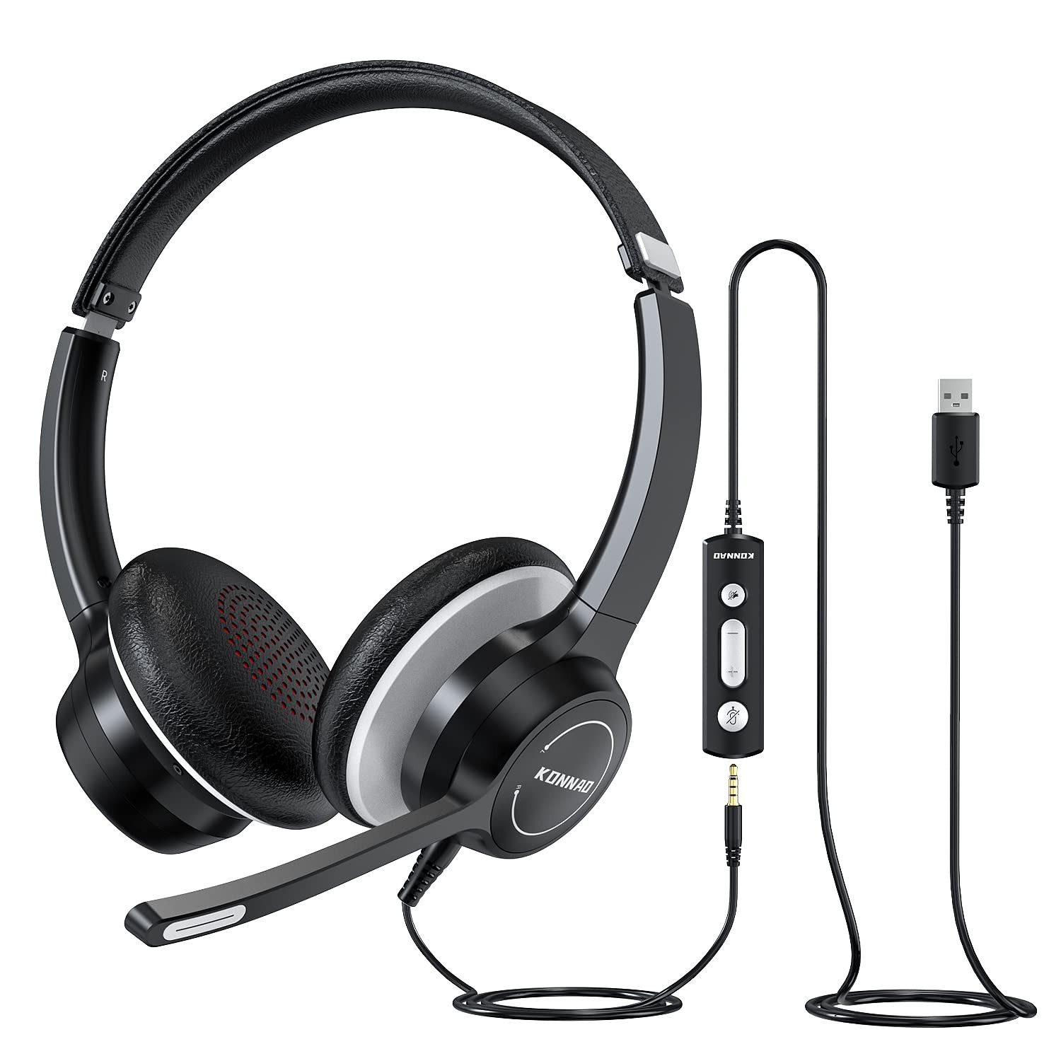 Auriculares USB con micrófono cable de 3,5 mm ordenador con cancelación de ruido